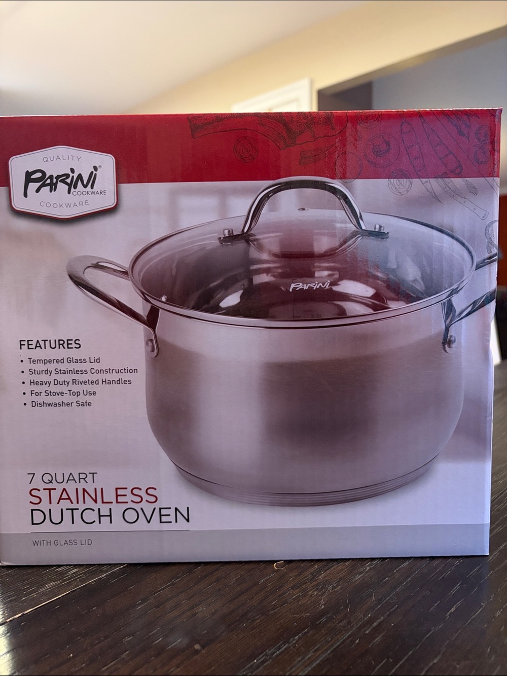 Parini Stainless Steel Dutch Oven in Silver - 7 Quart